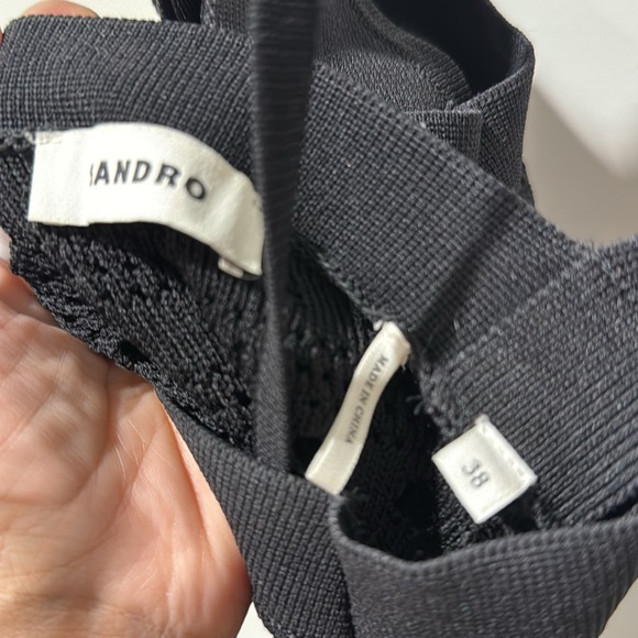 Sandro Susanne Knitted Fringe Tassel Tank Dress Black - size 38 - Picture 5 of 7